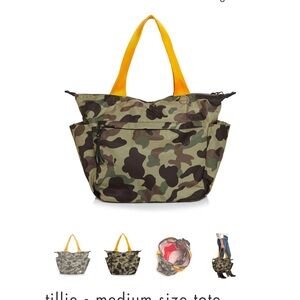Camouflage Tote Bag with Yellow Handles - camo lap top/work bag.